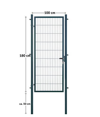 Koll Living Gartentore für Stabmattenzaun - Farbe und Höhe wählbar - inkl. Pfosten und Befestigungsmaterial (Gartentor H 180 x B 100 cm, anthrazit)