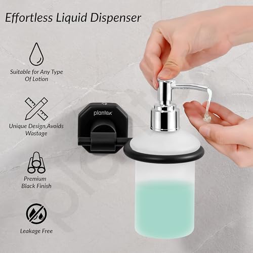 Image of Plantex 304 Grade Stainless Steel Soap Dispenser for Bathroom /Liquid Dispenser for Kitchen /Shampoo Dispenser /Bathroom Accessories - Nipron (Black)