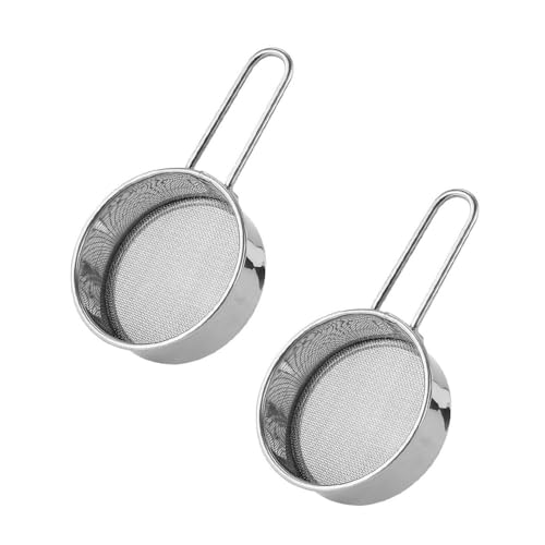 Pokinge 2pcs Mini Flour Sifter Stainless Steel Sieve Fine Mesh Flour Sifter, Hand-held Powder Sieve Filter Spoon for Cocoa Matcha Powder Baking