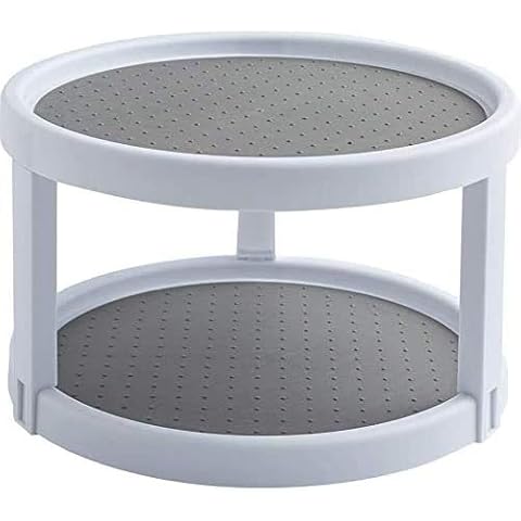Double Layer Lazy Susan for Cupboard Pantry Cabinet Turntable Rotatable Spice Rack for Jars Cans, Rotating Condiment Holder for Cabinet Pantry Refrigerator Cover