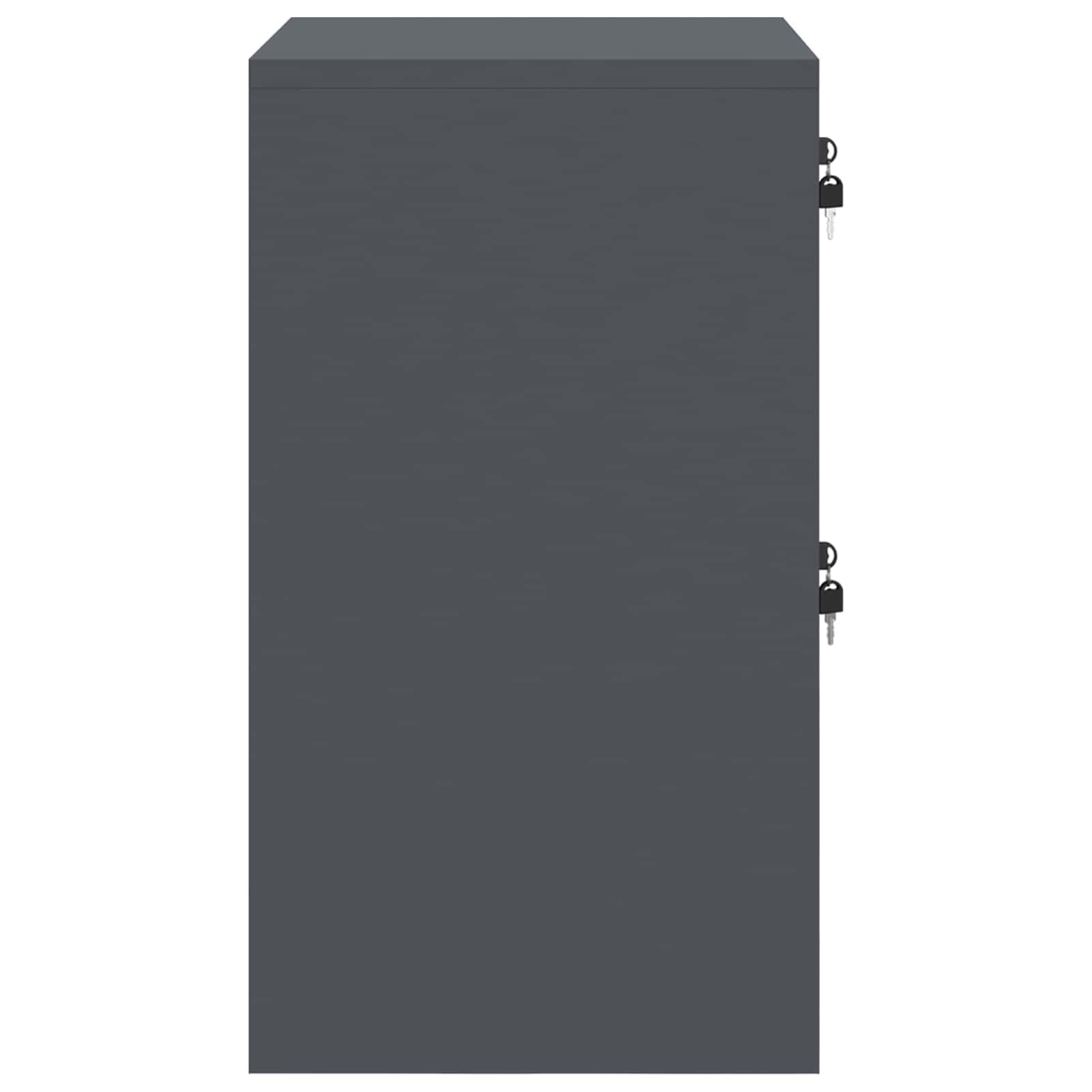 Aktenschrank aus kaltgewalztem Stahl 45,5 x 42 x 74,5 cm Anthrazit mit 2 ausziehbaren Regalen und 2 Nockenschlössern für Büroorganisation