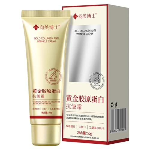Crema de Colágeno Dorado 50g, Crema Hidratante Facial Antiarrugas, Crema Reafirmante Para El Rostro,Hidratación Profunda Prolongada para Aumentar la Firmeza