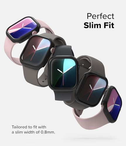 Image of Ringke Slim Case Compatible with Apple Watch 11 /10 42mm [Frame Only] Sturdy Solid Transparent Anti-Yellowing Scratch Resistant Hard PC Thin Cover - Clear & Matte Black [2 Pack]