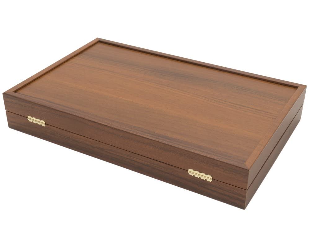 The Manopoulos - Set da backgammon grande, in legno di noce, nero e quercia, con coppe deluxe in vinile