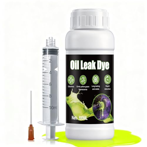 WANJAO 100ML Engine Oil Dye Leak Detection Kit, Oil Leak Dye Accurately Locate Leaks Widely Compatible with Two Syringes for Use in Engine Oil Automatic...