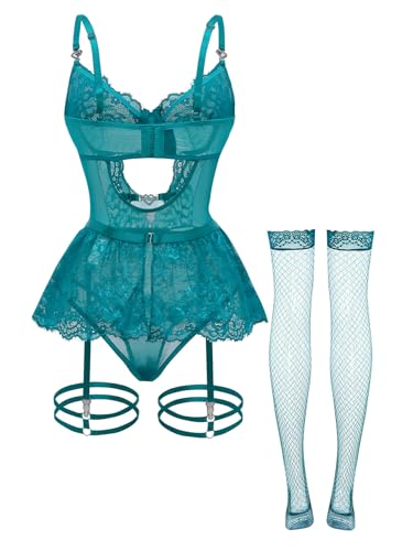 Image of Foxiny Sexy Lingerie Set 3 Piece Women Corset Bodysuit