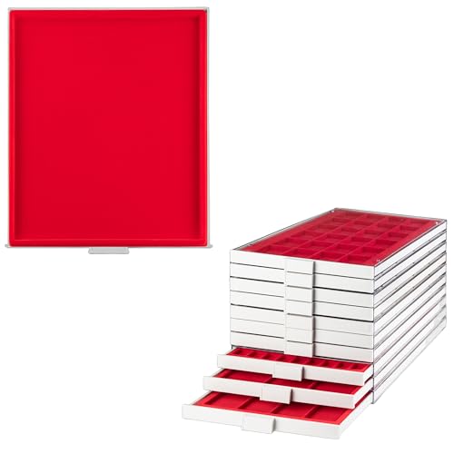 Prophila Médaillier Gris Compartiment angulaires 210x270 mm, Insert Rouge
