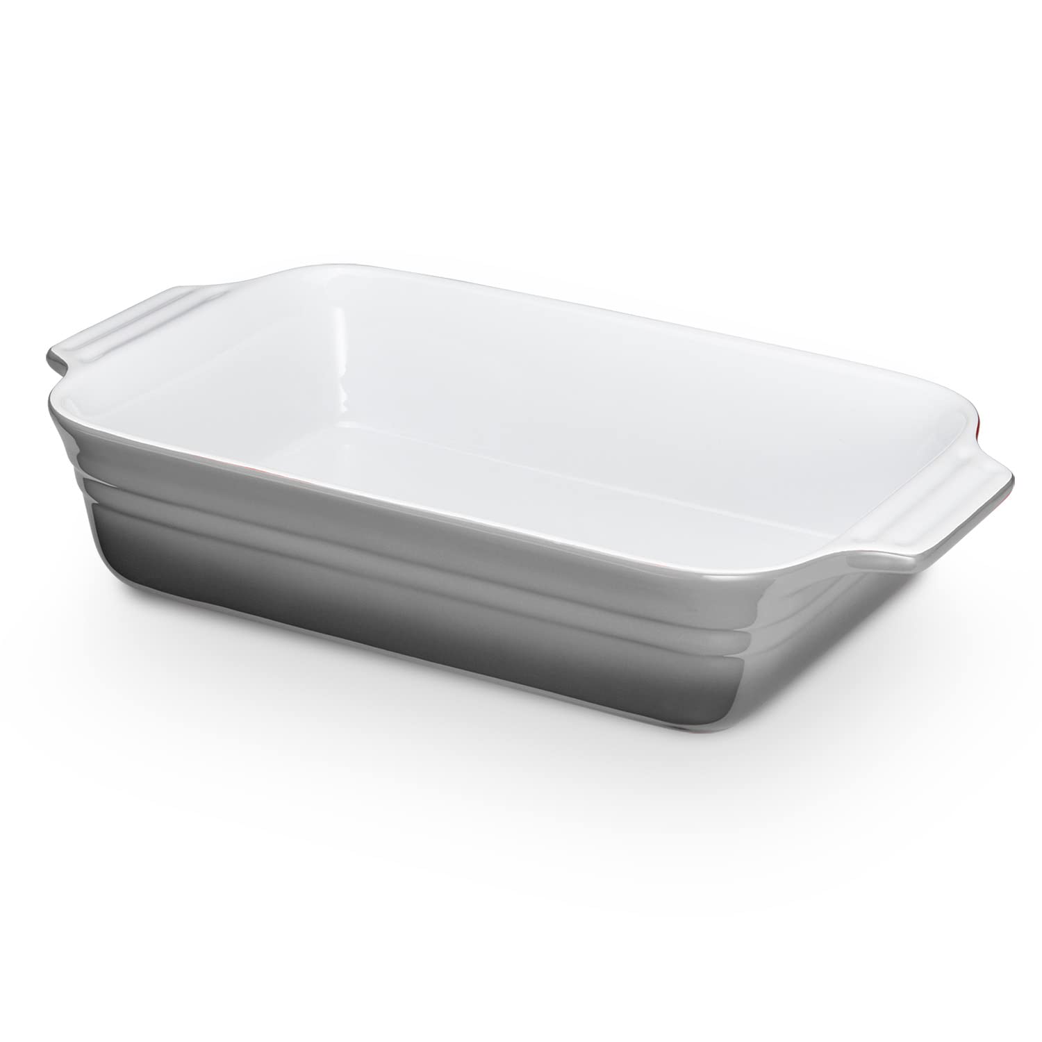 KHG Auflaufform groß 40 cm Grau für 4-6 Personen, Kapazität 3 Liter, Ofenform Keramik Steingut rechteckig & kratzfest, Backform für Lasagne Tiramisu Aufläufe & mehr