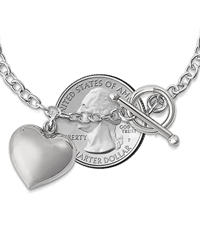 Savlano 925 Sterling Silver 14K Gold Plated Italian Toggle Heart Charm Bracelet Comes With Gift Box for Women - Made in Italy3