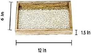 Miniatura 6 de NuSteel - Toallero de madera natural y mosaico plateado para toallas de papel, decoración de baño, bandeja rodante