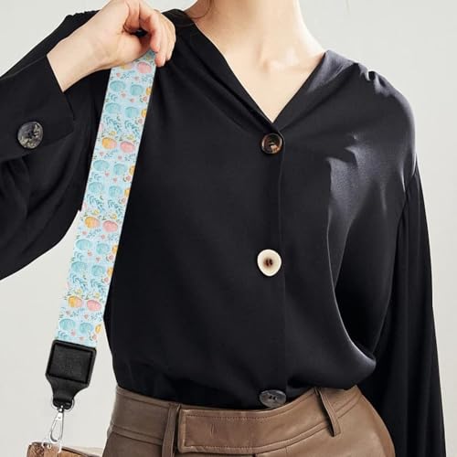 Image of Halloween Handbag Strap Canvas Purse Strap Colorful Bat Black Shoulder Strap Multicolor Bats Replacement Strap