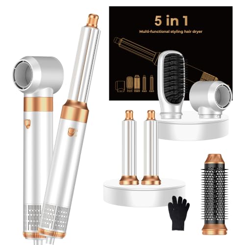 Image of 5 in ONE Blow Dryer Brush, Curling Wand Hair Styling Tools Set, Ionic Hot Air Hair Dryer, Hair Dryer, Left&Right Hair Curlers 100-120V