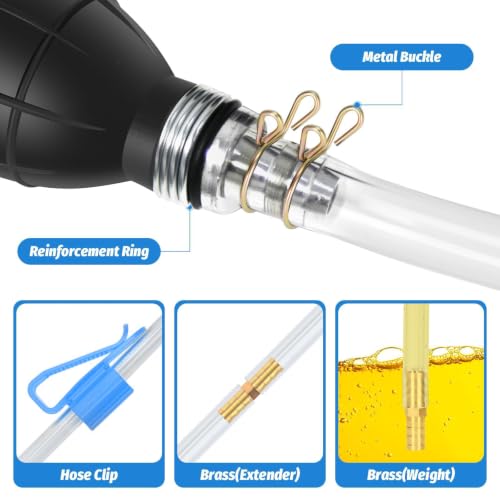 Image of Gasoline Siphon Hose, Gas Oil Water Fuel Transfer Siphon Pump, Portable Widely Use Hand Fuel Pump, Fuel Transfer Pump with PVC Hoses (Blue)