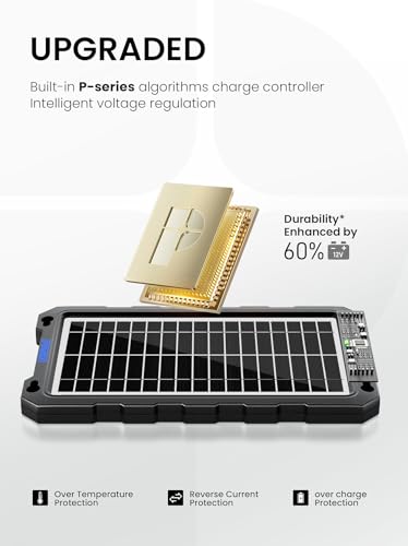 Image of POWOXI-9W-Solar-Battery-Trickle-Charger-Maintainer -12V Portable Waterproof Solar Panel Trickle Charging Kit for Car, Motorcycle, Boat, Marine, RV, Trailer, Powersports, Snowmobile, etc.