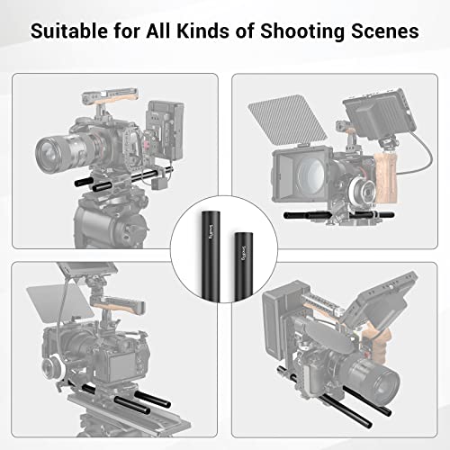 Smallrig 16 Inches (40 Cm) Black Aluminum Alloy 15Mm Rod With M12 Female Thread, Pack Of 2 - 1054 #TOP5