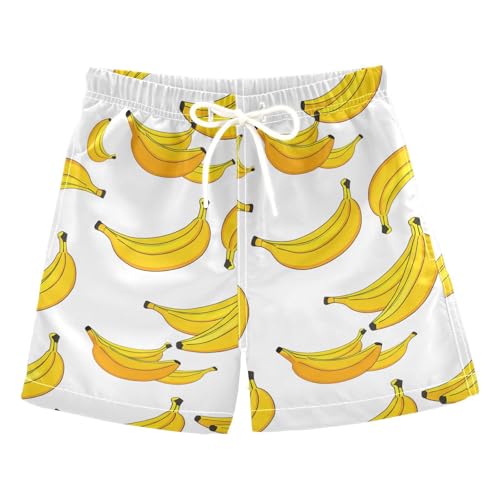 DOMIKING Yellow Banana Fruit Kids Board Shorts Little Boys Adjustable Bathing Suit for Kids Boy Hiking Quick Dry 4T