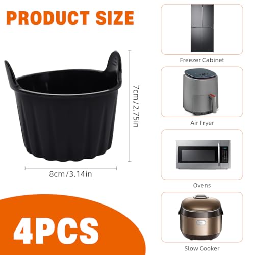 Image of Supvox 4Pcs Baking Cups for Air Fryer Food Grade Heat Resistant Silicone Muffin Cups with Grips Cupcake Liners Multi Use Non-Stick Silicone Molds for Micorwave Oven, Air Fryer, Oven
