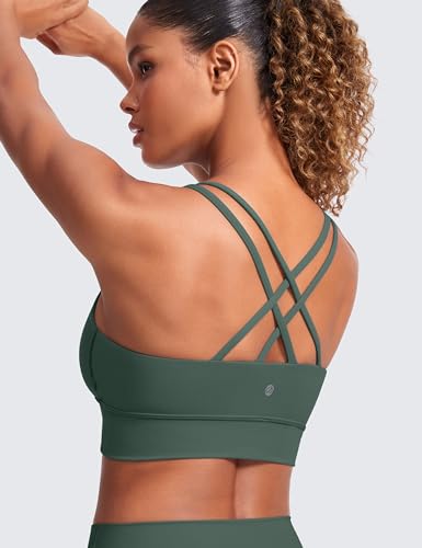 Image of CRZ YOGA Softness Mold Butterluxe Sports Bras | Molded Cup, Light Support, Yoga, Extremely Soft, Longline, Strappy Back, Scoop Neck, for Women