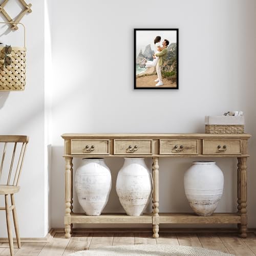 Image of Americanflat 10x14 Picture Frame with Shatter-Resistant Glass - Streamline Collection - Thin Border Picture Frame for Wall Display - Hanging Hardware Included - Black