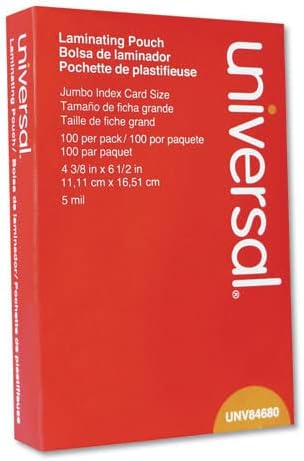 Universal UNV84680 6.5 in. x 4.38 in. Laminating Pouches - Crystal Clear (100/Box)