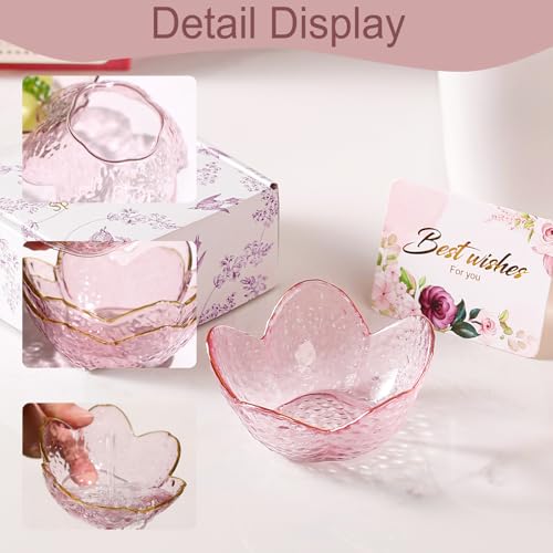 Image of Gifts for Women Pink Flower Ring Dish Glass Jewelry Dish Jewelry Tray Cute Vanity Organizer Room Decor Aesthetic Nightstand Bathroom Decor Trinket Dish Ring Holder Dish Jewellery Tray Valentine's Gift