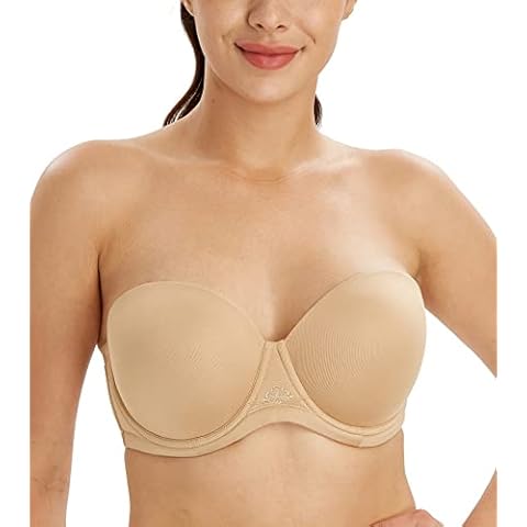 Lemorosy - Sujetador sin Tirantes Push up Tallas Grandes 100E, Beige Cover