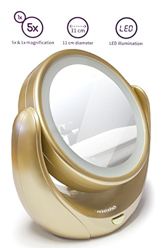 Kosmetikspiegel make Up Spiegel Schminkspiegel rasierspiegel tragbar INKLUSIV LED Beleuchtung Normal / 5-Fach Vergörßerung