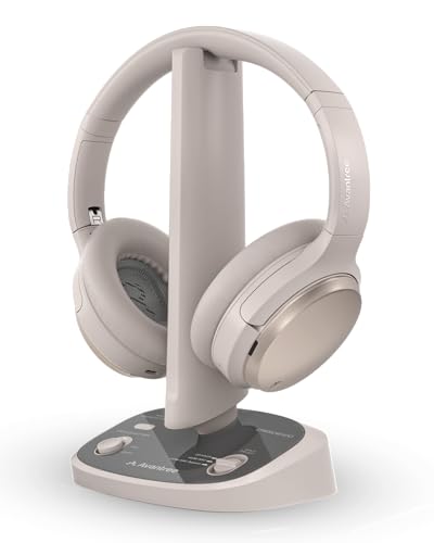 Avantree Crescendo Me – Auriculares Inalámbricos TV con Sonido Personalizado para Mayores, HDMI Passthrough para Barra de Sonido, 60h de Reproducción, Batería Reemplazable