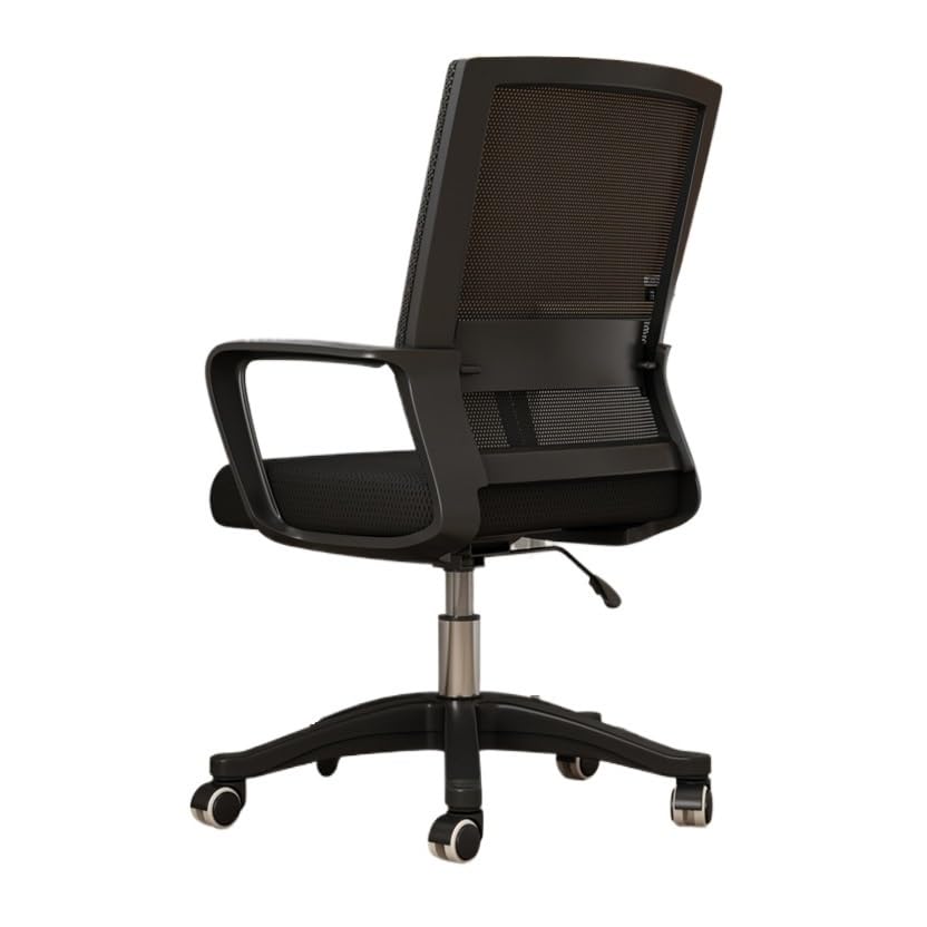 Silla de Oficina ejecutiva Profesional, ergonómica, con Respaldo Medio de Malla, giratoria y cómoda para el hogar, Dormitorio, Estudio, residencia universitaria y Estudiantes (Negra).