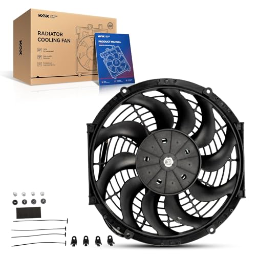 KAX 12 inch Universal Slim Fan Push Pull Electric Radiator Fan, 12V Radiator Fan Replacement 80W by KAX - Used condition - US$28.12