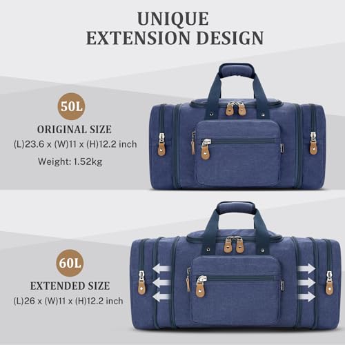 Image of Gonex Canvas Duffle Bag, Expandable 60L Travel Overnight Weekender Bag