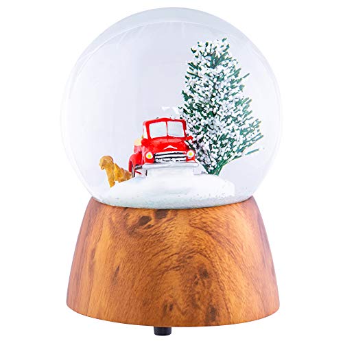 Roman 132597 Red Truck With Dogs Cherry Woodgrain 6 X 4 Resin And Metal Holiday Musical Snow Globe thumb #5