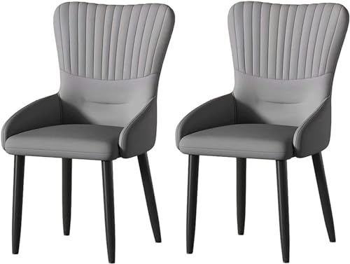 SJIALEN Restaurant Chairs 2PCS,Home Kitchen Dining Chairs Carbon Steel Chair Frame Back Stools Hotel Makeup Chairs Backrest Stool Kitchen Chair (Color : Dark Gray, Size : Technology Cloth)