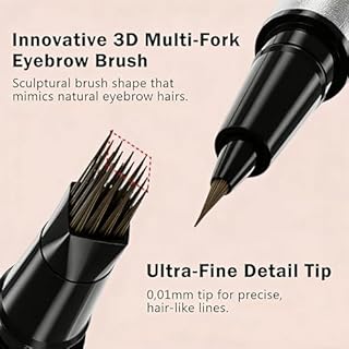 Erinde Dual Ended Microblading Eyebrow Pencil, 2 in 1 Waterproof Liquid Brow Pencil, Natural Looking Brows, Long-Lasting, Smudge-Proof, Filler Dye Eye Brow Pencil Thin Hair Like Stroke for Shaping, #3