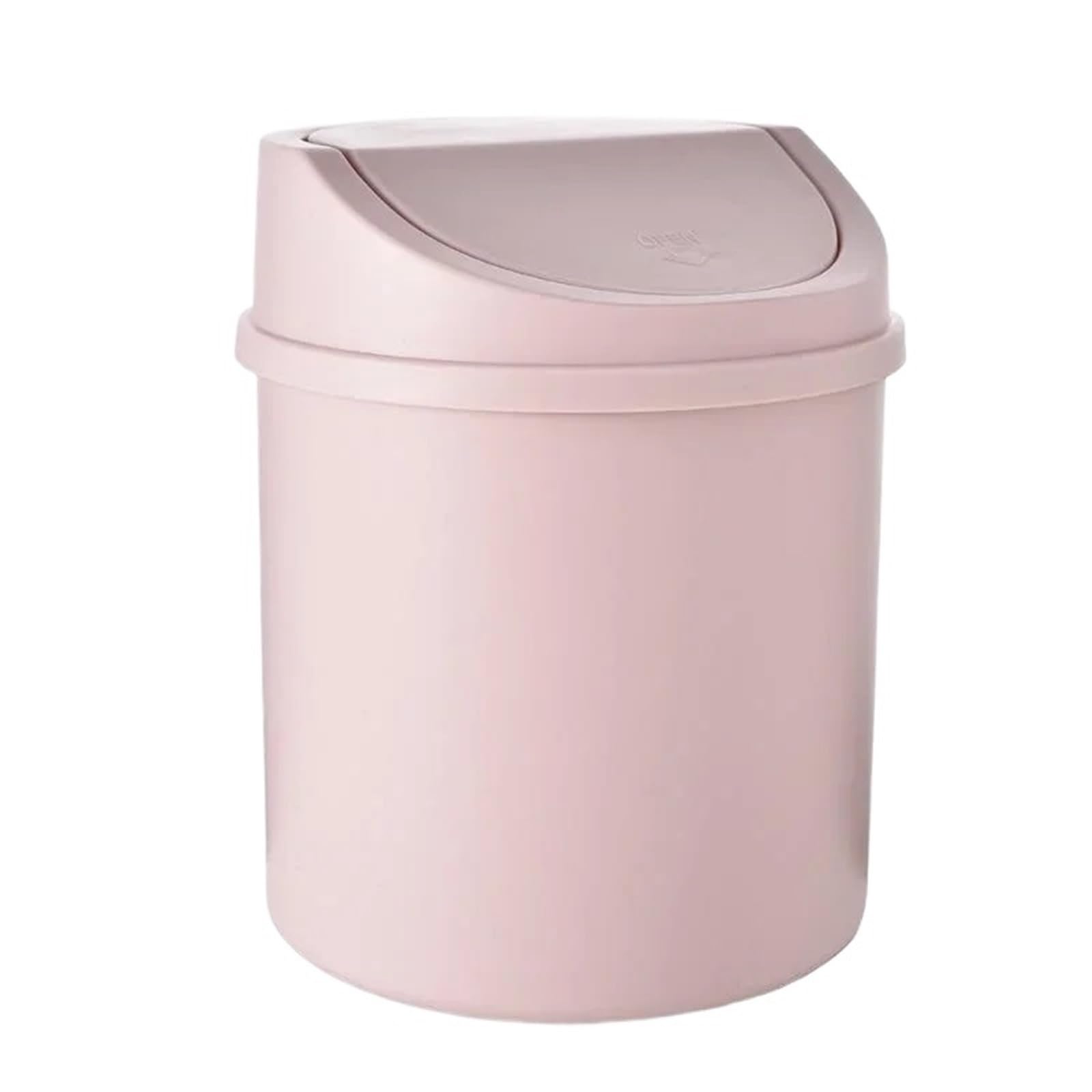 Mini Press Lid Wastebasket, Mini Desk Trash Can With Cover, Multicolor, 13x17cm(Pink)