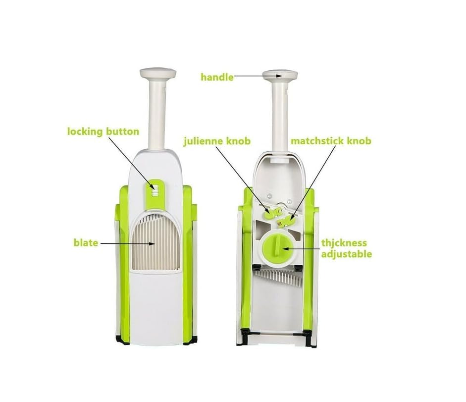 Image of HomeCloud Chopper Manual | Vegetable Cutter | Attractive Design Multi-Purpose, Easy to use, Sharp Blades with Drain Basket for Vegetable Salad & Fruits -1pc, Size-11x22x15cm (Light Green)
