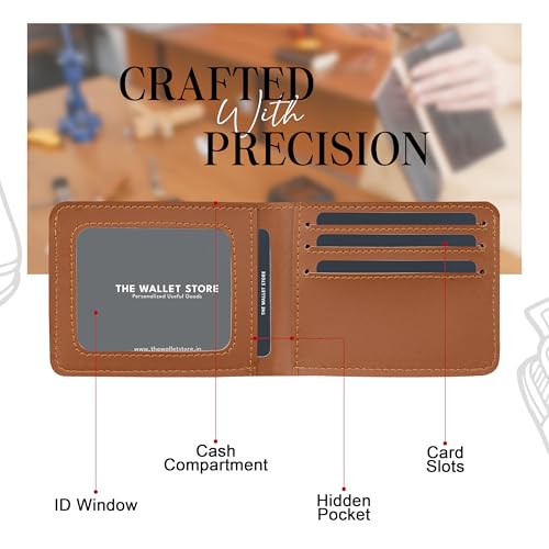 Image of The Wallet Store Personalised Leather Wallet for Men | Customised with Name and Charms | Best Gift for Husband, Boyfriend, Brother | for Anniversary, Birthday, Etc (Tan)