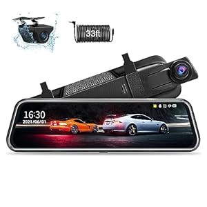 10” Full HD Touch Screen Rear View Mirror Dash Cam – Front and Rear Camera With Loop Recording, G-Sensor, Parking Monitor, 170° Wide Angle