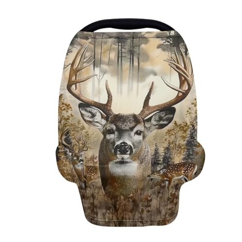 Image of Youngerbaby Deer Hunting Baby Nursing Cover for Breastfeeding Stretchy Breastfeeding Cover Lightweight Baby Shower Present Breast Feeding Cover Ultra Soft Breathable Carseat Cover