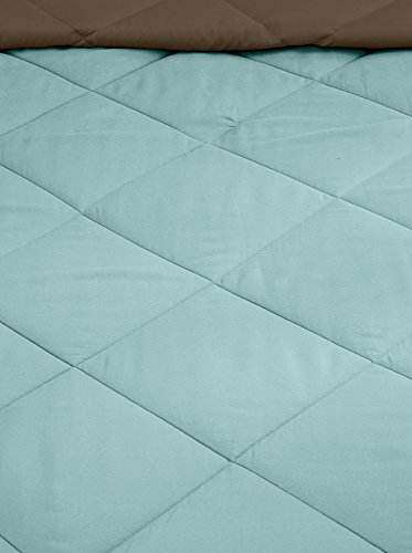 Image of Amazon Brand - Solimo Microfibre Reversible Comforter, Single (Sky Blue & Taupe Grey, 200 GSM)