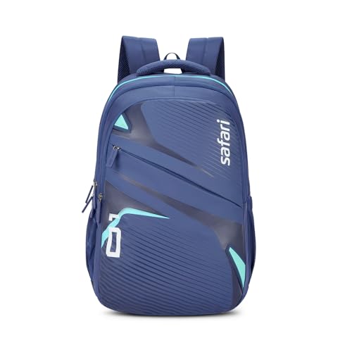 Safari Aura 37L Laptop Backpack Bag for Man & Women, Ideal bags for men Office use/School/College Boys and Girls, 3 Compartment Bag with Rain Cover, Antitheft, Trolley Sleeve & Organizer, Blue