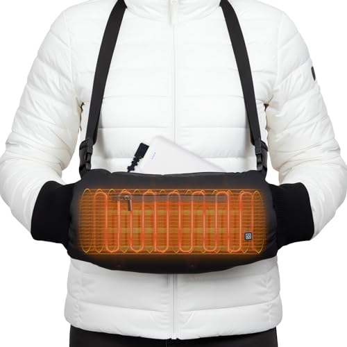 Heated Hand Warmers Pouch with 10000mAh Rechargeable Battery Electric Heated Hand Muff for Football Golf Concert White Elephant Gifts Heated Pocket for Women Men