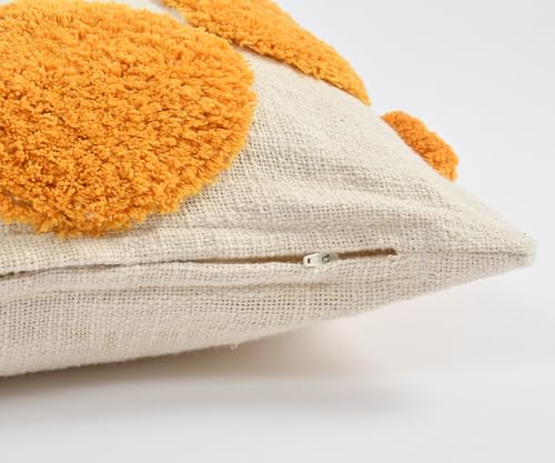 Image of TIB Premium Boho Decorative Throw Cushion Covers, 16 x 16 cm, Set of 2, Cotton. (Circle Orange)