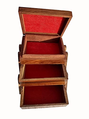 Image of Antlantic wood store Wooden Jewellery Keepsake Celtic Box with 3 Expendable for Women Wooden Flip Flap Flower Carved Design Handmade Gift