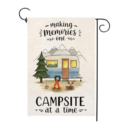 Making Memories One Campsite At A Time Camping Garden Flag 12 x 18 Inch Double Sided RV Campfire Firepit Yard Outdoor Decoration
