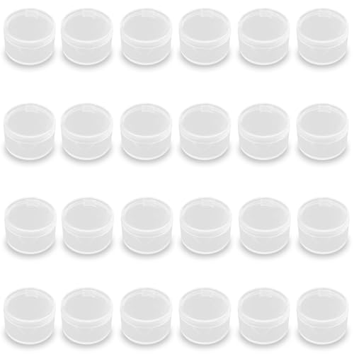 Image of 24 Pack Small Round Plastic Containers (0.55 x H0.35 Inch), Super Mini Beads Storage Containers Box for Beads, Buttons, Small Jewelry Findings -0.034 oz