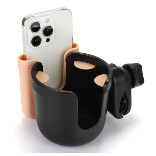 Accmor Stroller Cup Holder with Phone Holder, Bike Cup Holder, Universal Cup Holder for Uppababy Nuna Doona Strollers, 2-in-1 Cup Phone Holder for Stroller, Bike, Wheelchair, Walker, Scooter
