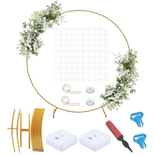 Round Balloon Arch Stand 2M Gold Metal Balloon Circle Frame