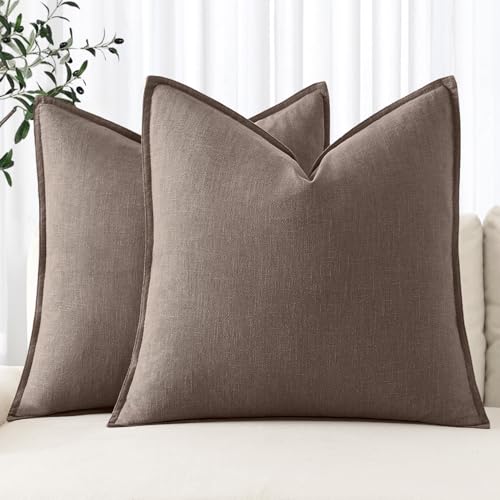 Image of MIULEE Decorative Linen Pillow Covers 18x18 Inch Malt Ball Boho Farmhouse Neutral Couch Throw Pillows for Bed Pack of 2 Accent Modern Pillowcase Sofa Livingroom Home Decor