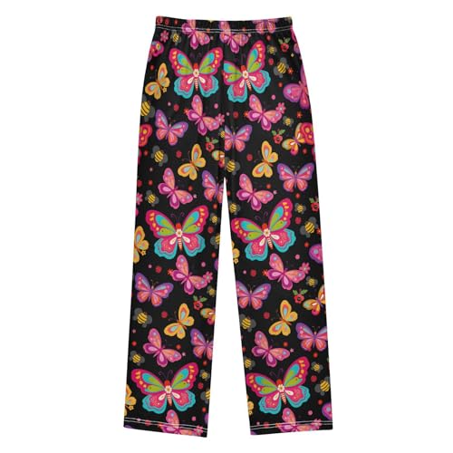 ALAZA Beautiful Butterfly Polka Dot Flower Pajama Lounge Pants Long Sleep Pajama Bottoms with Pockets2